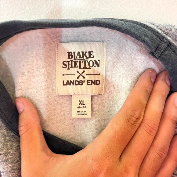 Blake Shelton x Lands' End Fleece Lined Crew Neck Sweater Gray Mens Size XL - Picture 2 of 10